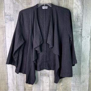 Mosaic USA Black Linen Waterfall Open Front Jacket With Sleeves (No size Tag)